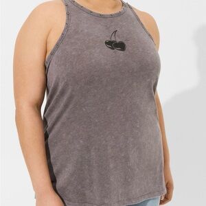 Torrid 3 Gray Sleeveless Top with Cherry Design